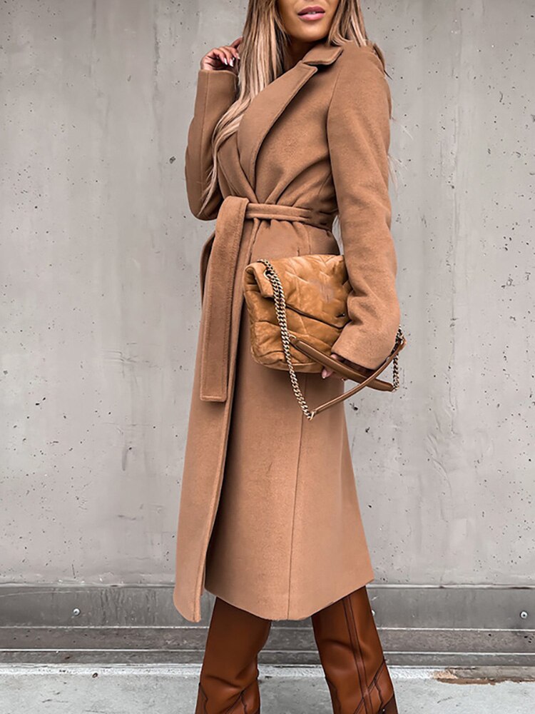 Alena | Elegante Cappotto di Lana con Cintura per Donne