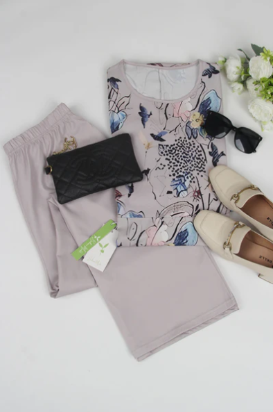 Oliwia – Set Chic a Due Pezzi con Motivo Floreale