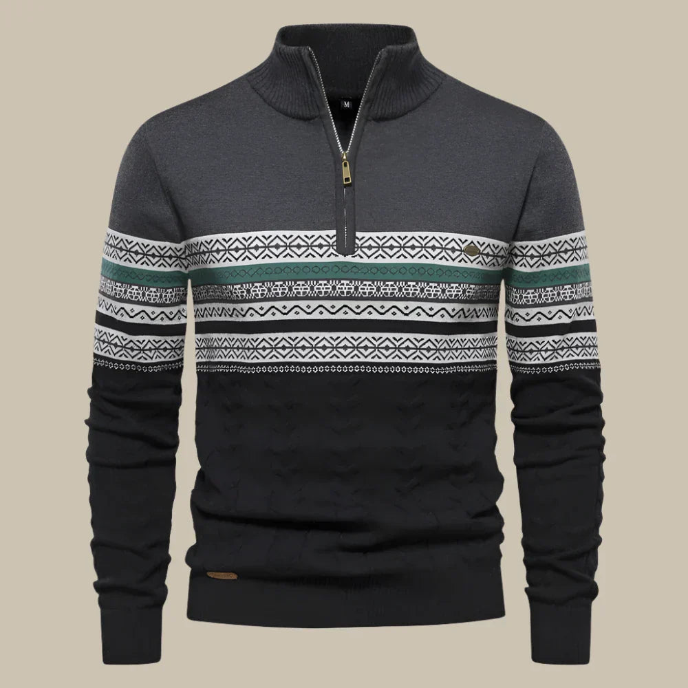 Marco - Pullover a mezza zip in stile norvegese per uomini