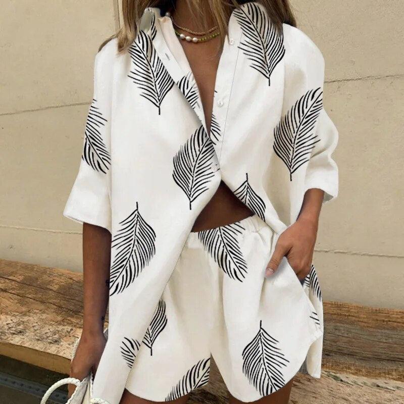 Set Blusa e Pantaloni Corti Comodi per uno Stile Senza Sforzo Stile Italiano