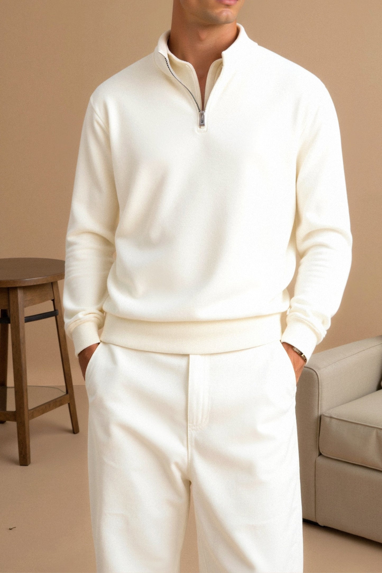 Felpa Casual da Uomo con Zip a Quarto Old Money - Eleganza e Comfort Stile Italiano