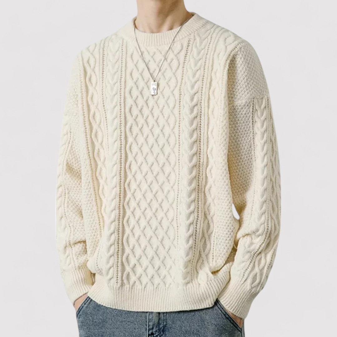 Maglione Classico a Treccia in Cotone Ultra-Morbido per Uomo Stile Italiano