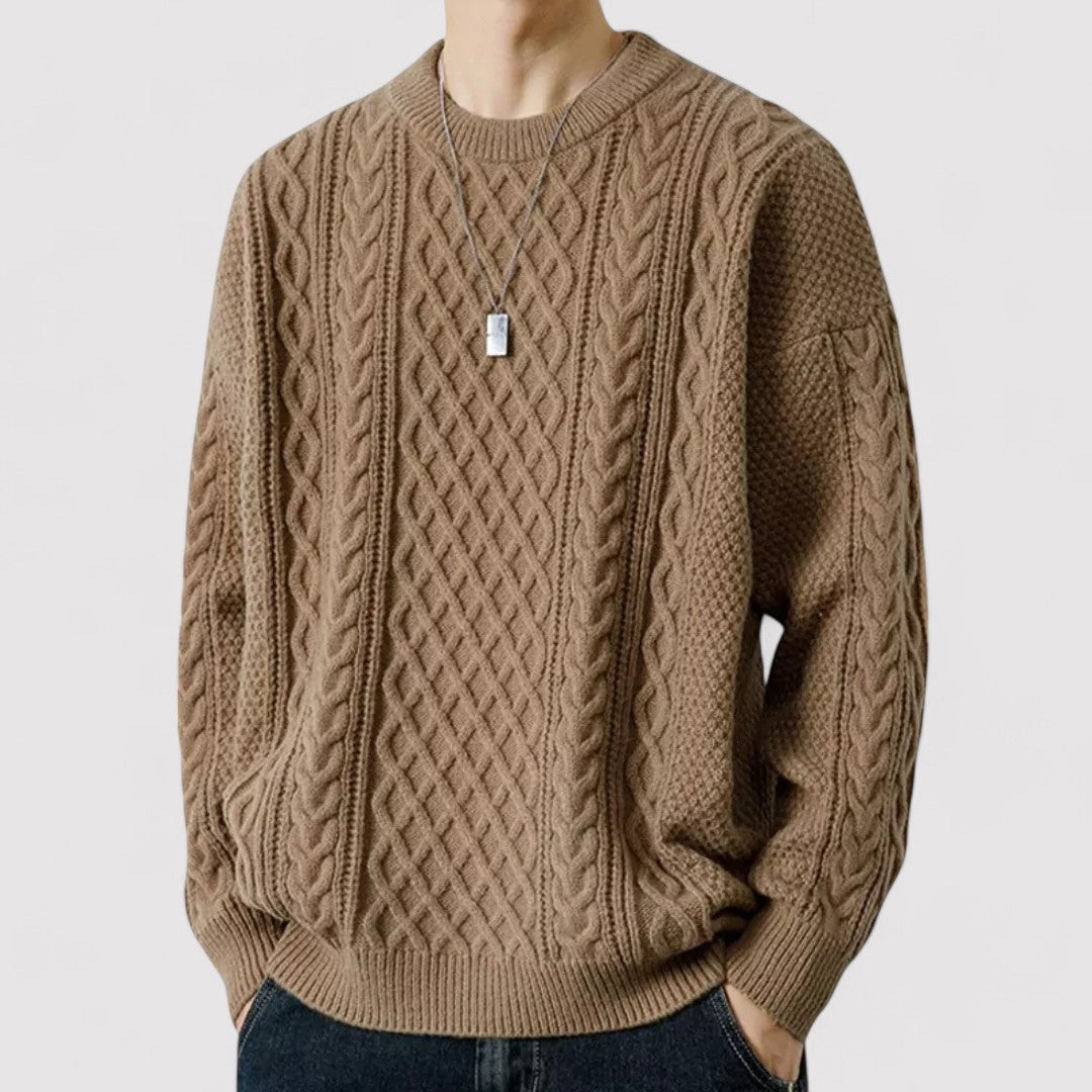 Maglione Classico a Treccia in Cotone Ultra-Morbido per Uomo Stile Italiano