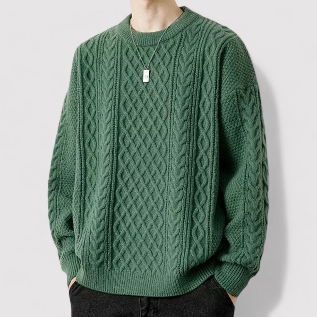 Maglione Classico a Treccia in Cotone Ultra-Morbido per Uomo Stile Italiano