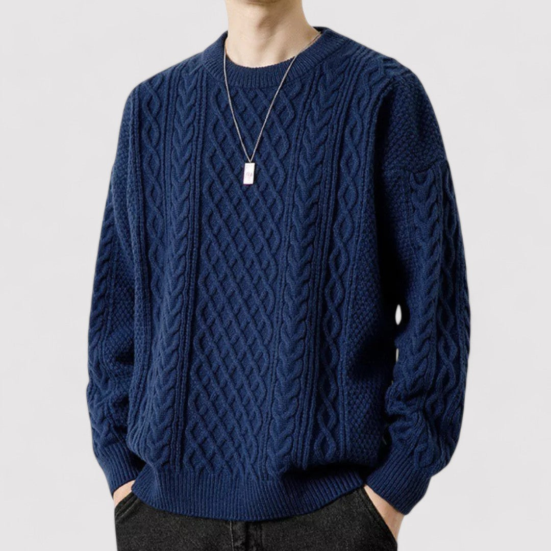 Maglione Classico a Treccia in Cotone Ultra-Morbido per Uomo Stile Italiano