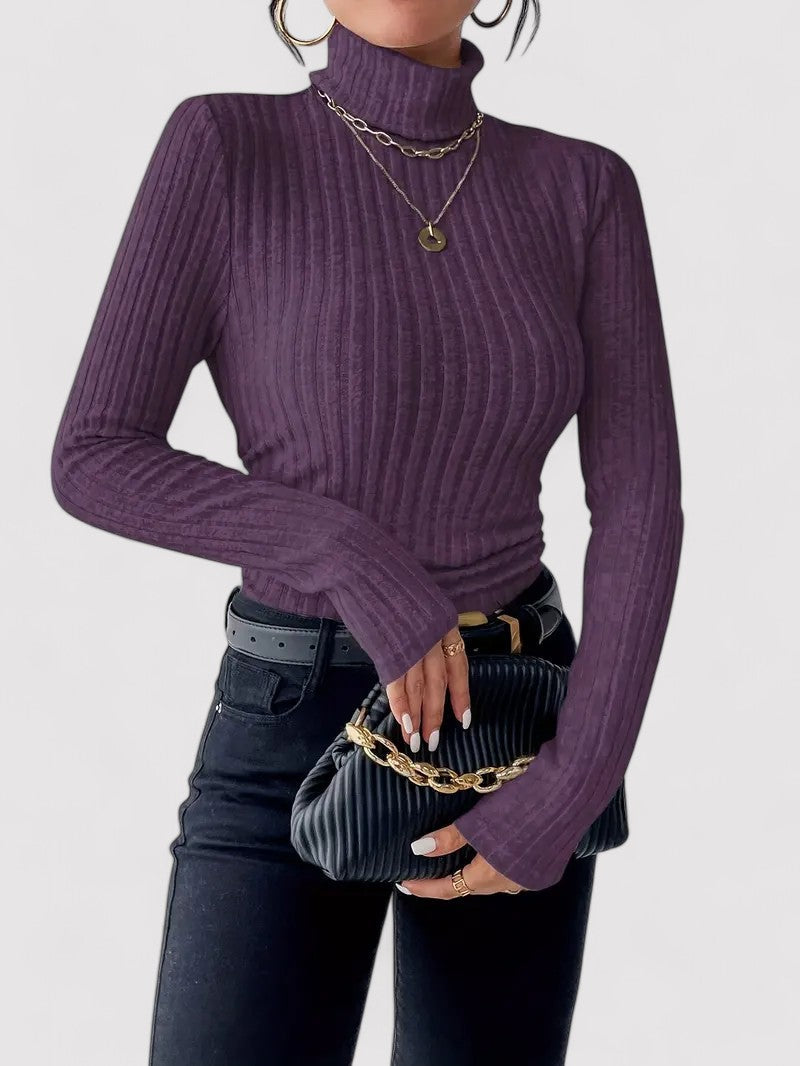 Maglione Elegante da Donna con Collo Alto per Stile e Comfort in Autunno Stile Italiano