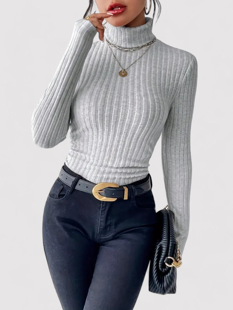 Maglione Elegante da Donna con Collo Alto per Stile e Comfort in Autunno Stile Italiano