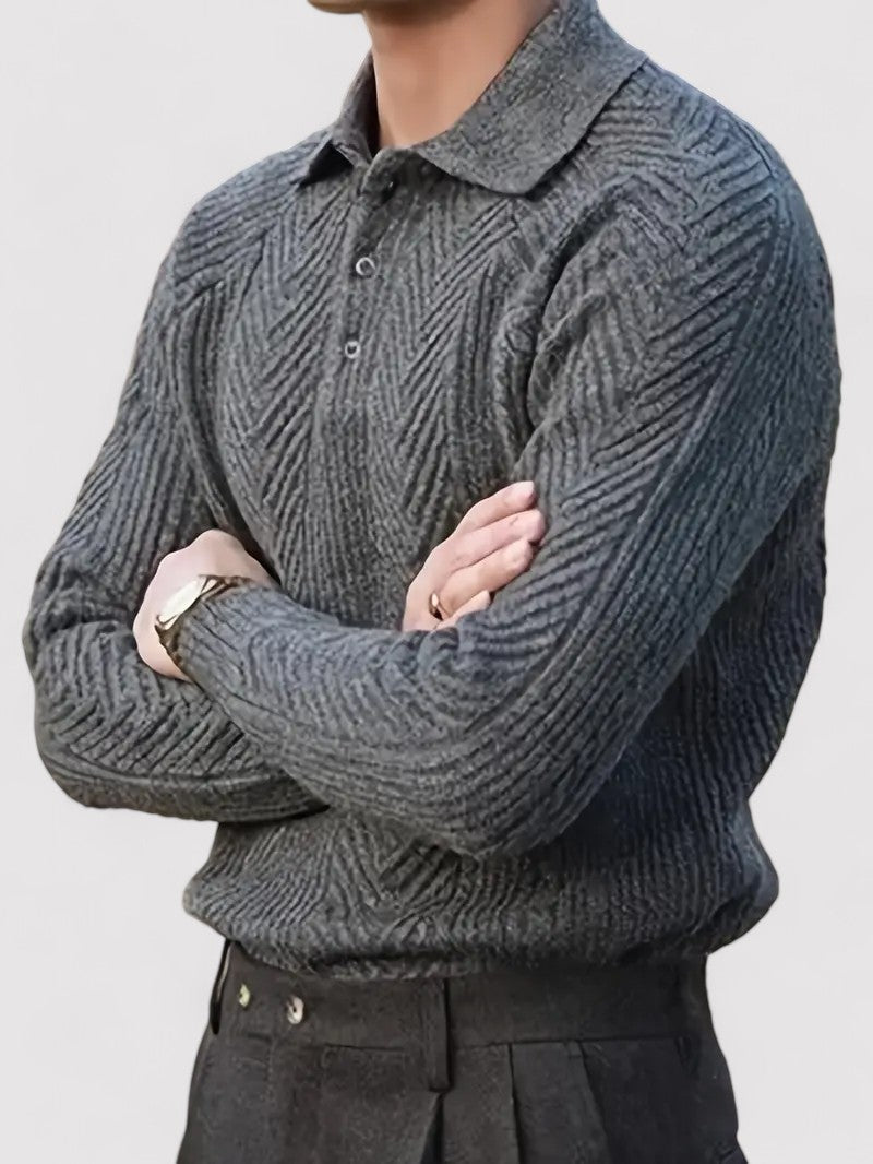 Maglione Polo Elegante da Uomo a Maniche Lunghe in Tessuto Morbido e Traspirante Stile Italiano