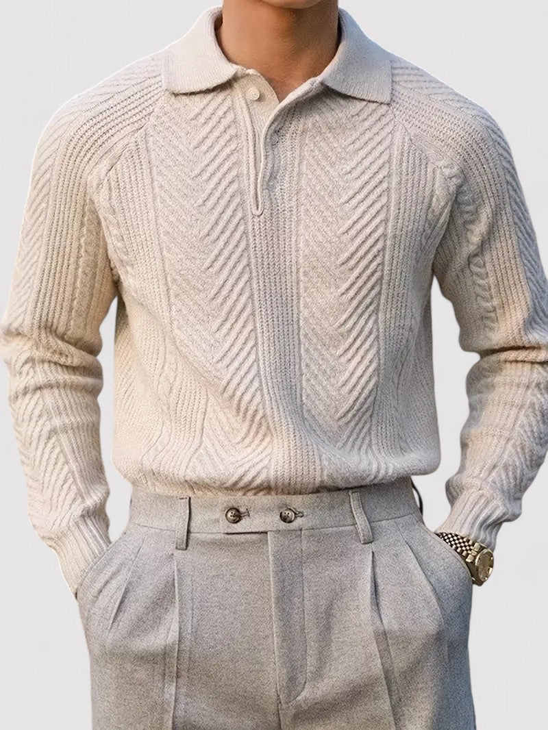 Maglione Polo Elegante da Uomo a Maniche Lunghe in Tessuto Morbido e Traspirante Stile Italiano
