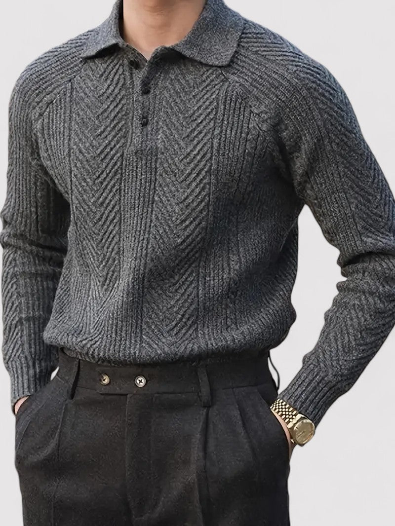 Maglione Polo Elegante da Uomo a Maniche Lunghe in Tessuto Morbido e Traspirante Stile Italiano