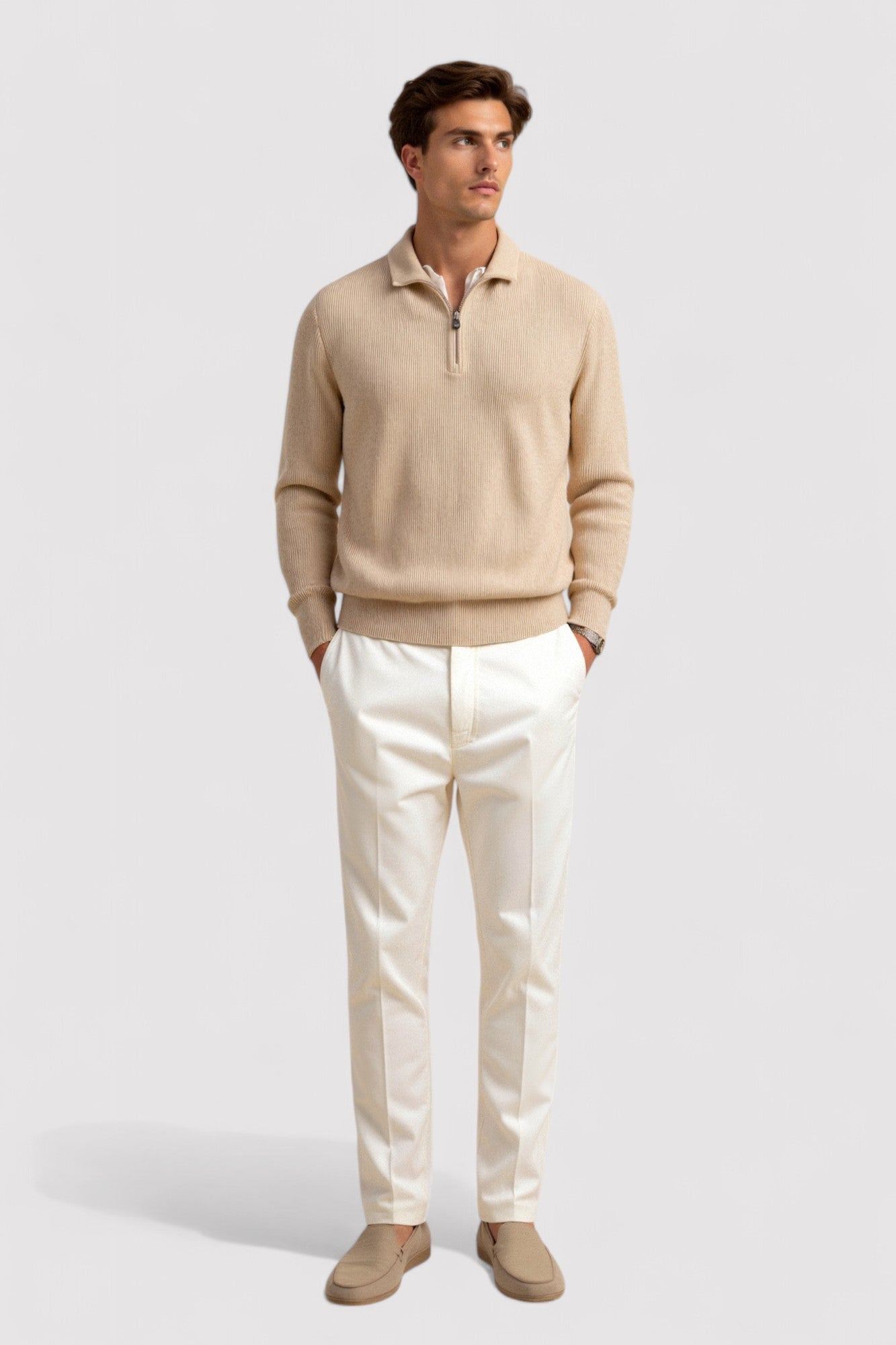 Maglione in Lana per Uomo con Zip - Elegante e Classico per l'Inverno Stile Italiano