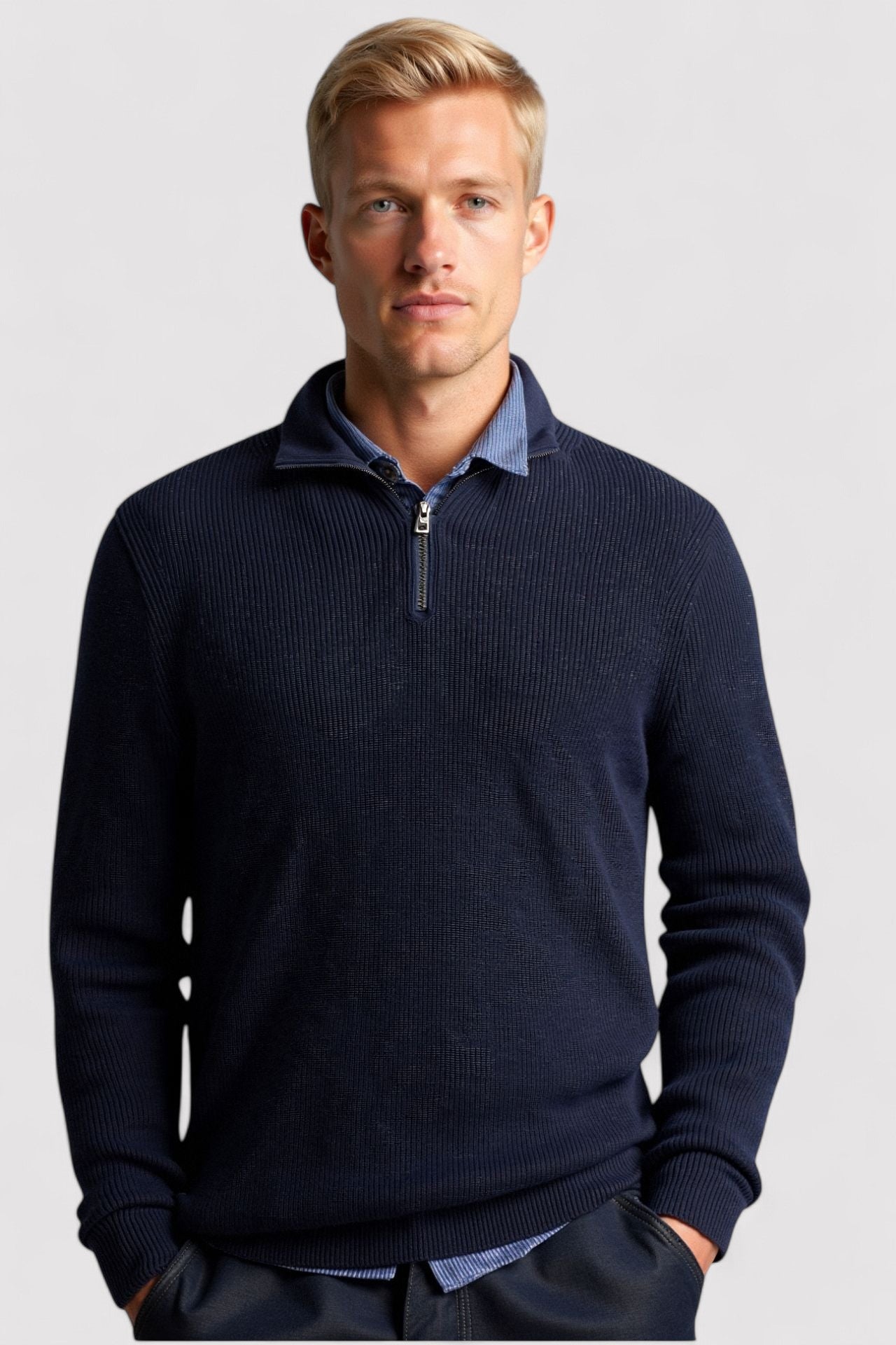 Maglione in Lana per Uomo con Zip - Elegante e Classico per l'Inverno Stile Italiano
