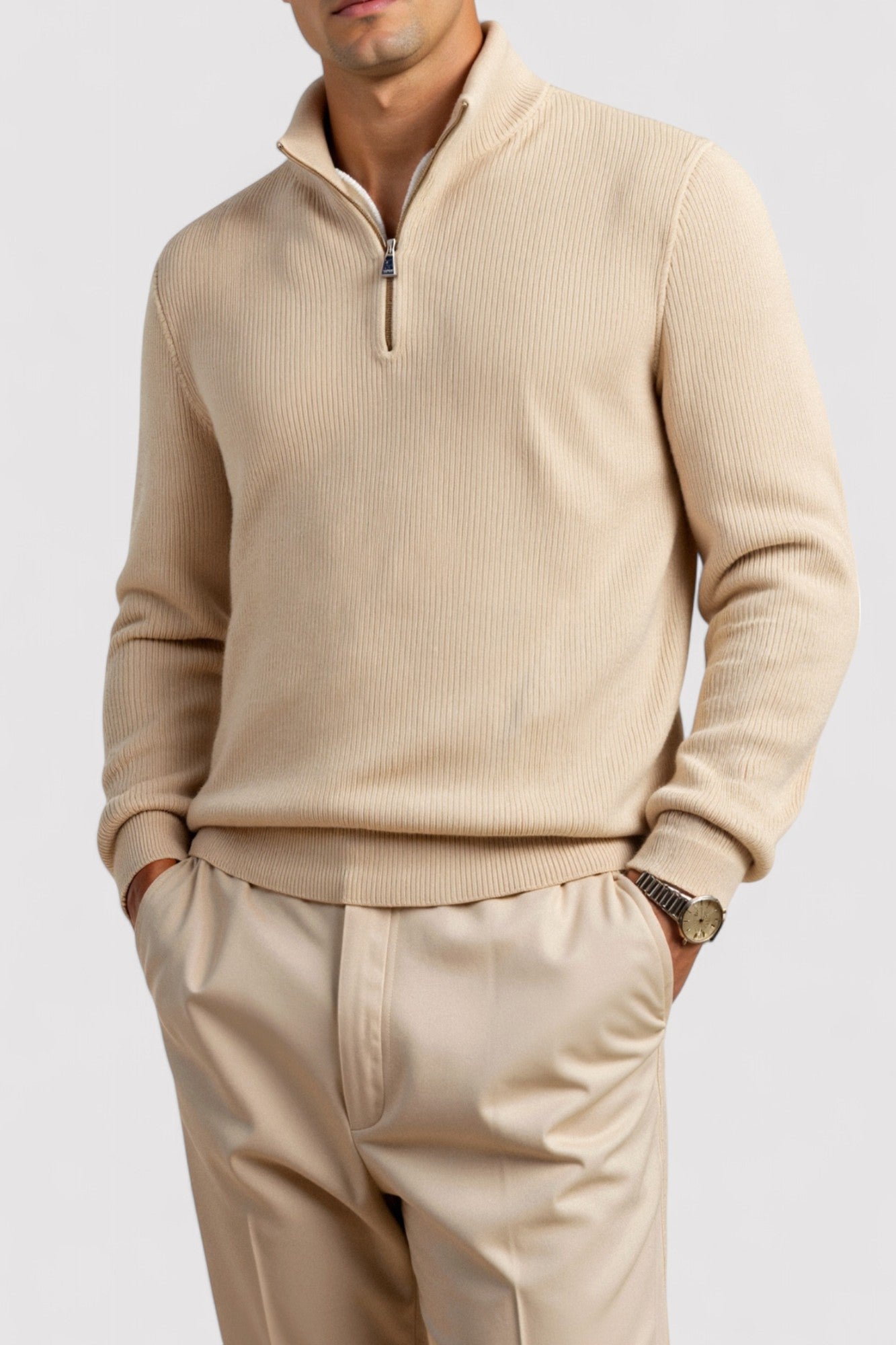 Maglione in Lana per Uomo con Zip - Elegante e Classico per l'Inverno Stile Italiano