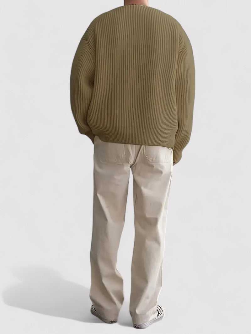 Maglione in Maglia a Mezzo Zip per l'Autunno con Motivo Striato Stile Italiano