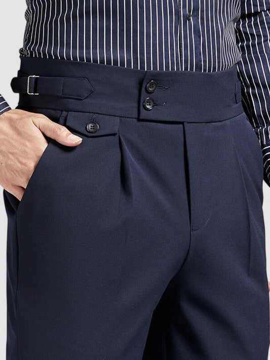 Pantaloni Eleganti da Uomo a Vita Alta di Napoli, Senza Pieghe e Confortevoli Stile Italiano