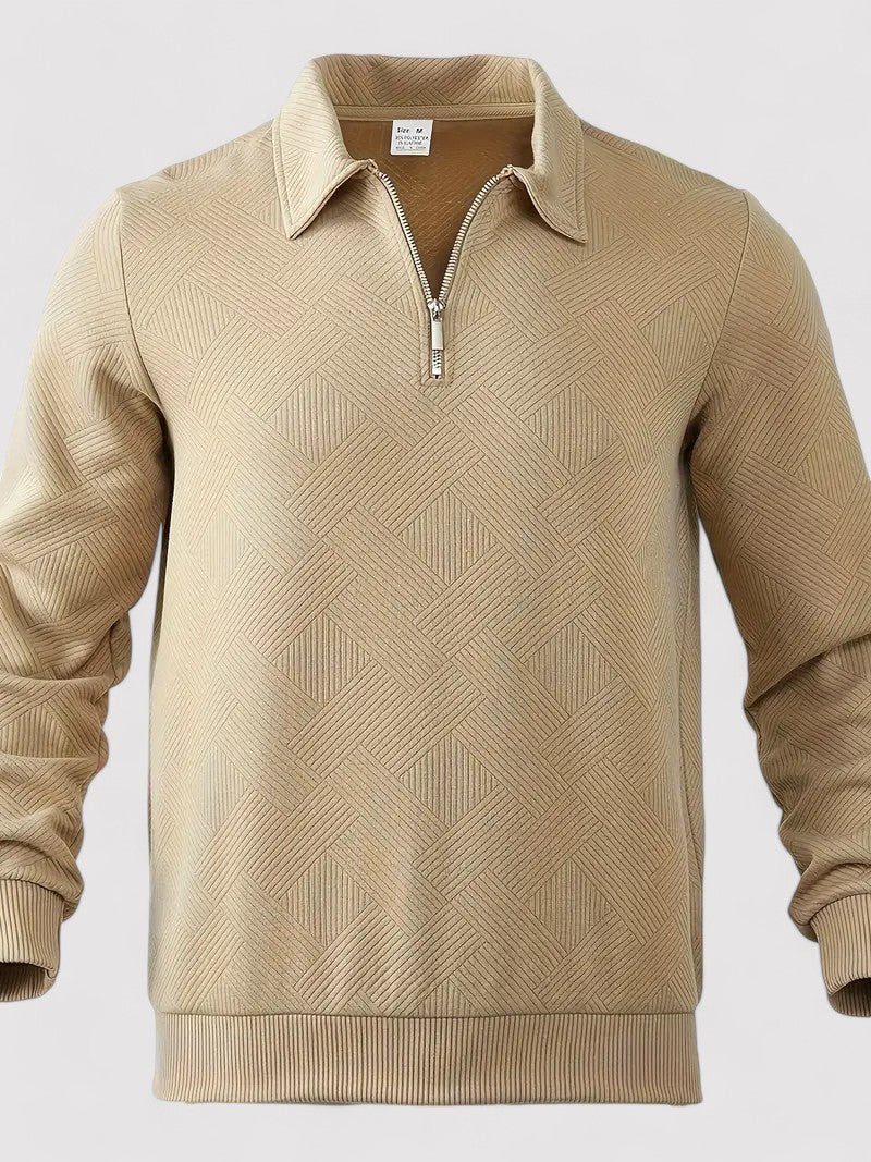 Pullover Jacquard Elegante con Zip per Uomo e Donna Stile Italiano