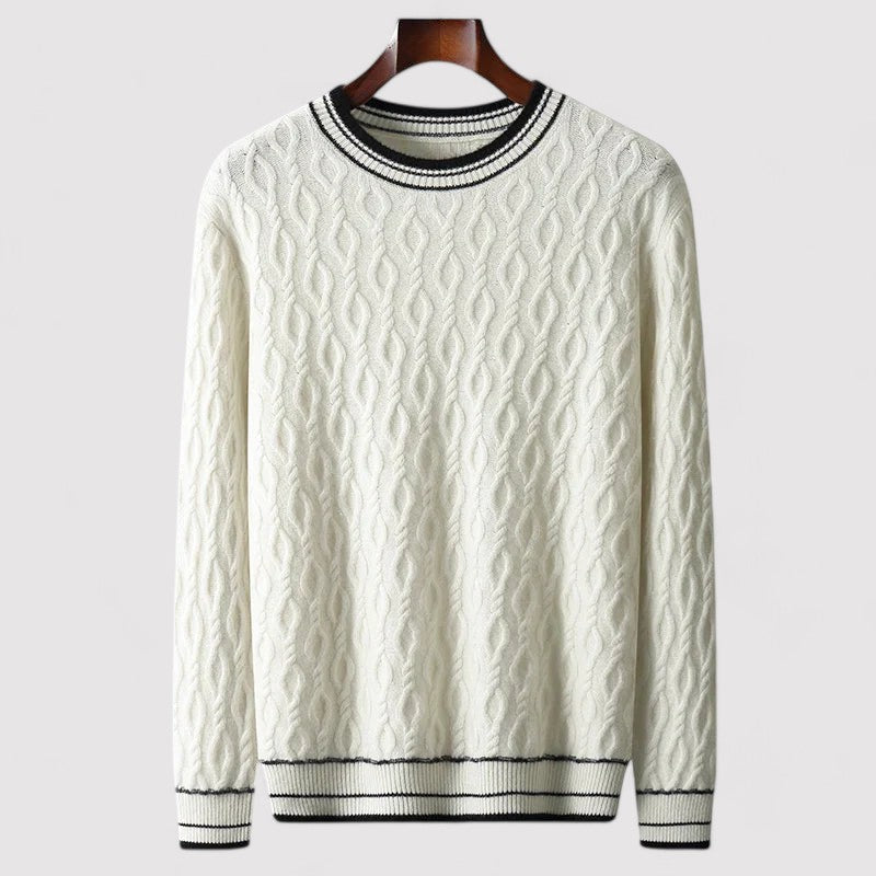 Maglione in Lana Merino Extrafine con Collo Girocollo Elegante Stile Italiano