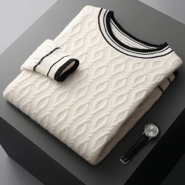 Maglione in Lana Merino Extrafine con Collo Girocollo Elegante Stile Italiano