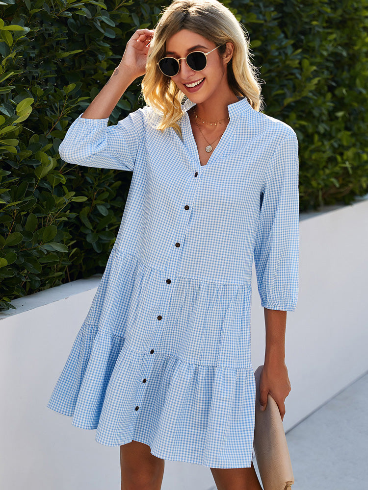 Vestito Estivo Blu Chiaro per Uscite Informali ed Eventi Stile Italiano