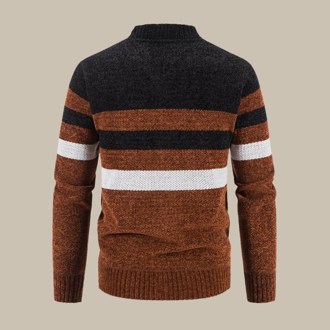 Marco - Cardigan classico a righe con colletto bomber per uomini