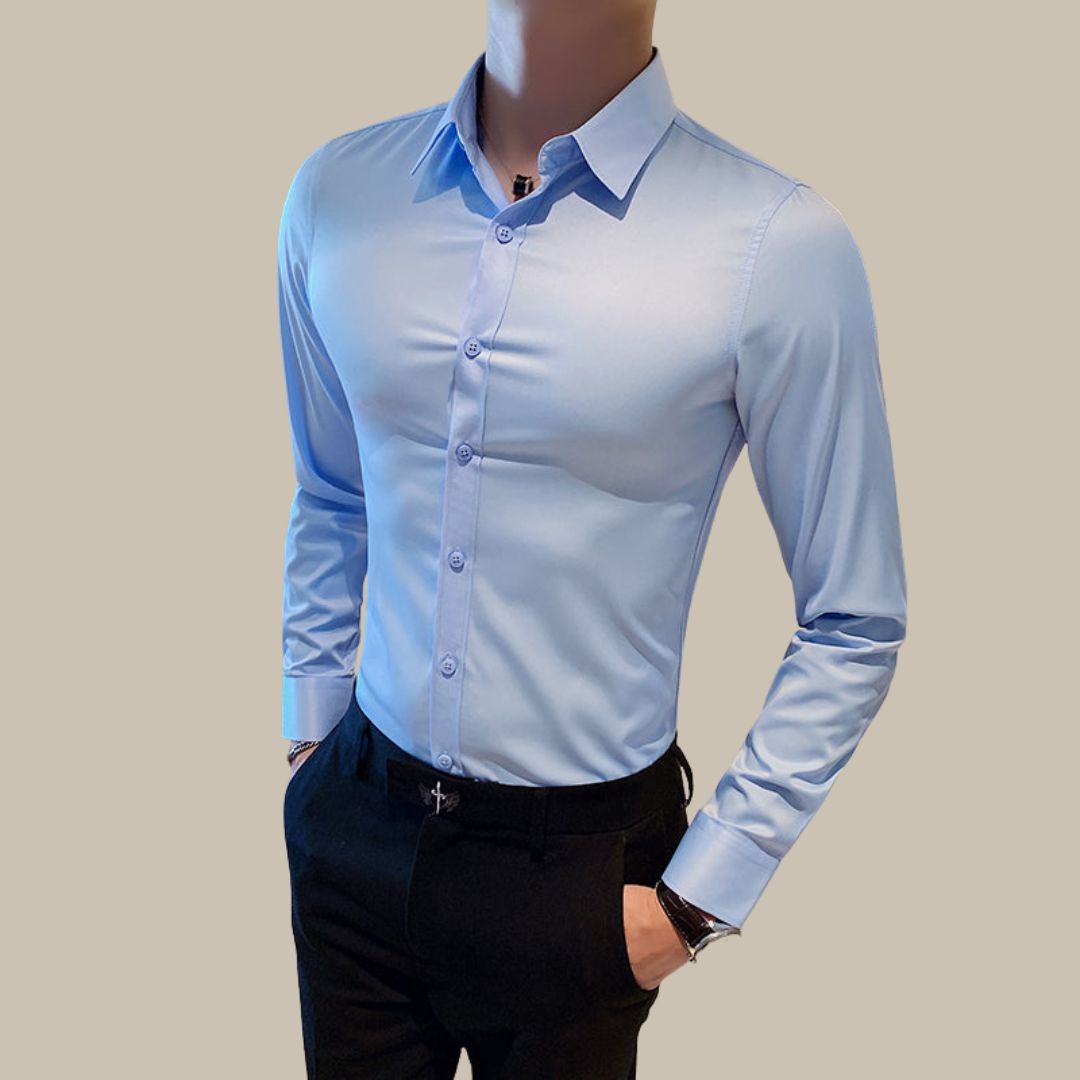 Valerio - Camicia elegante da uomo con tessuto elasticizzato e anti-sudore