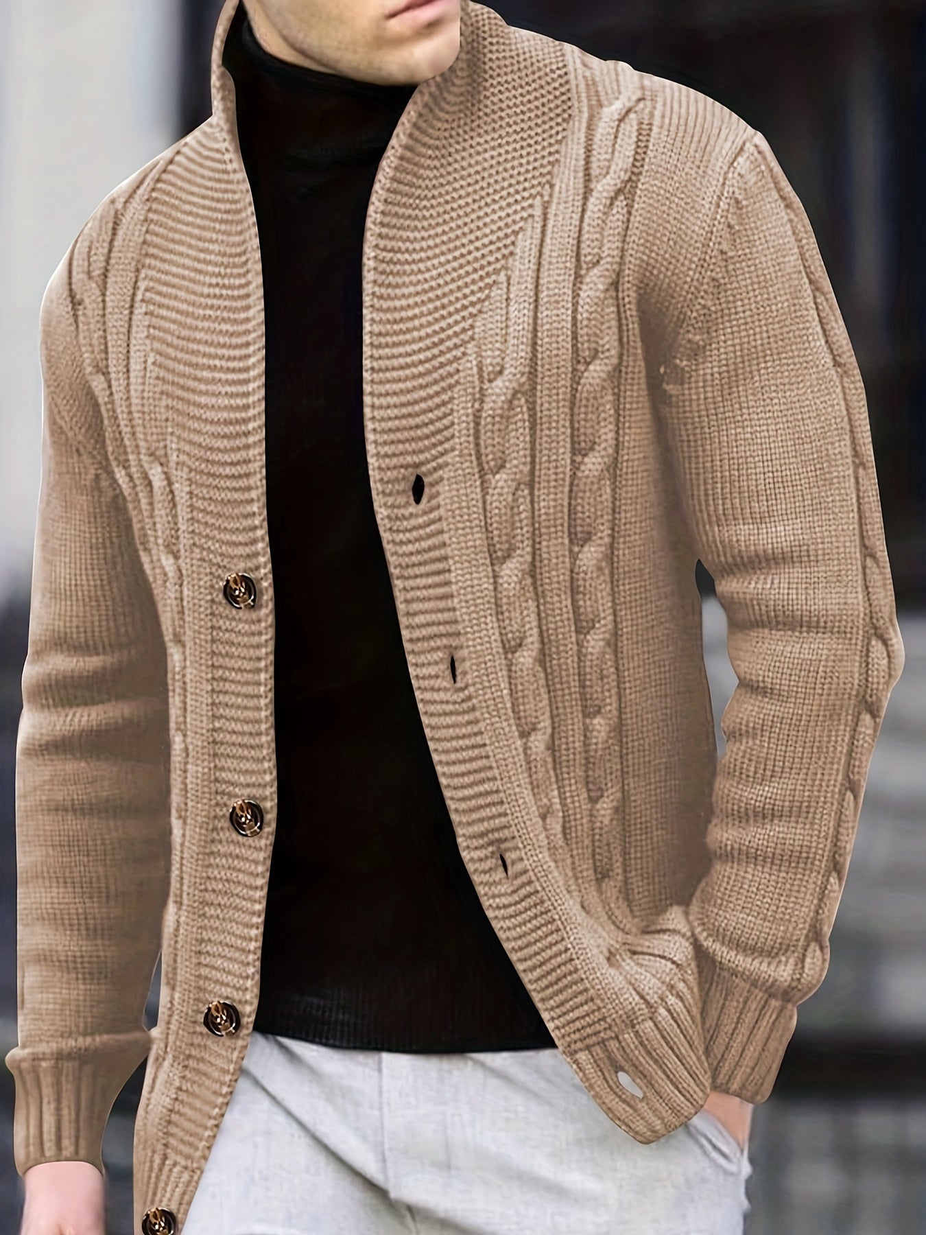 Bennette - Maglione da uomo lavorato a maglia con maniche lunghe e chiusura a bottoni