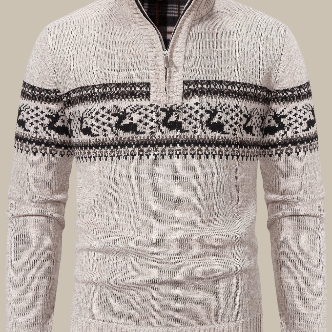 Marco - Maglione norvegese con mezza zip per un look elegante e accogliente
