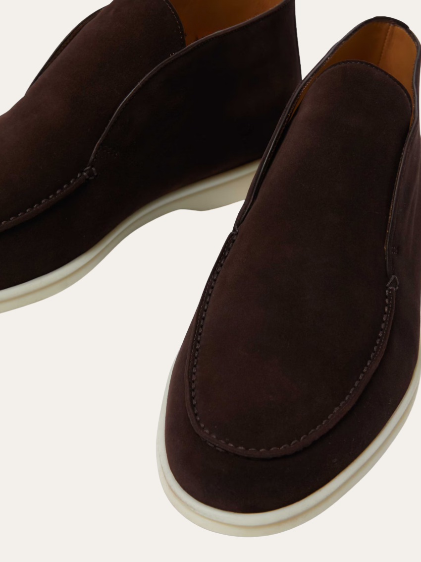 Mocassini in Pelle Scamosciata Marrone Scuro - Scarpe Eleganti e Confortevoli