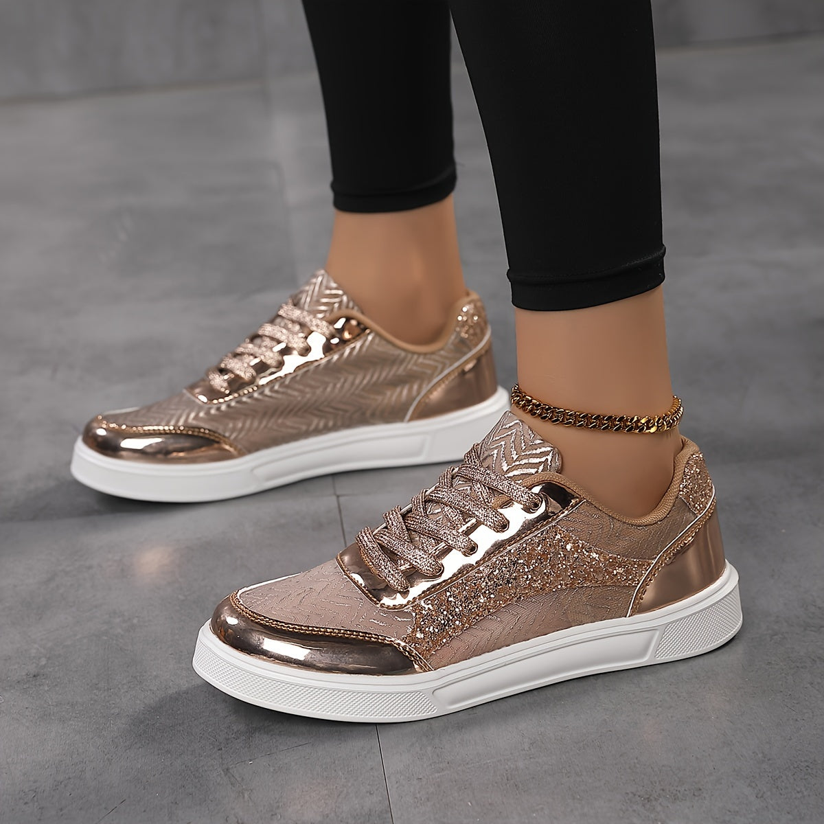 Fenna - Sneakers glitter eleganti con lacci e suola confortevole