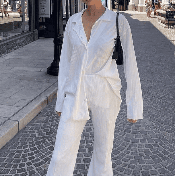 Elvyra - Set di pantaloni drappeggiati a due pezzi per un look casual