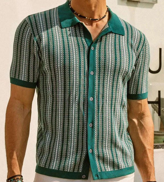 Marco - Camicia elegante a maglia con maniche corte e colletto per uomo