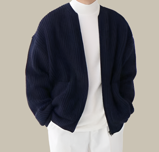 Zeno - Elegante giacca a maglia per uomo con colletto classico