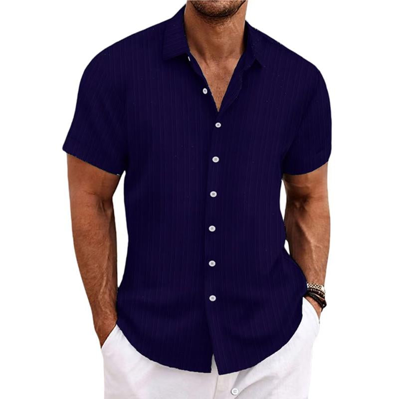 Felix - Camicia a righe in cotone e lino con colletto