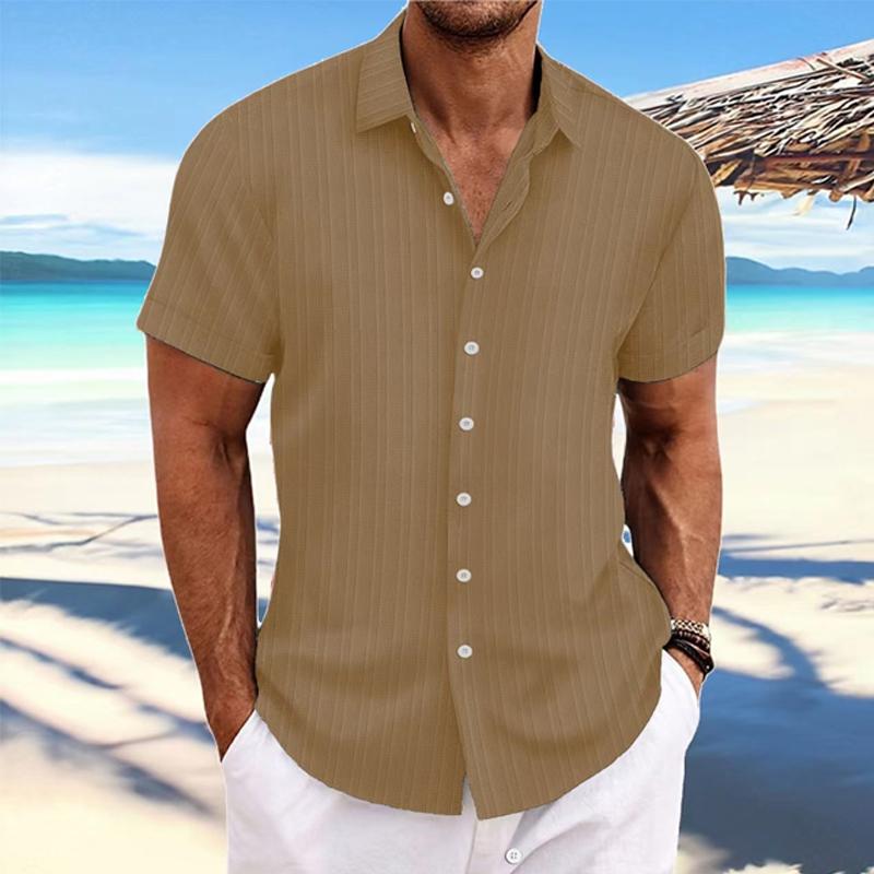 Felix - Camicia a righe in cotone e lino con colletto