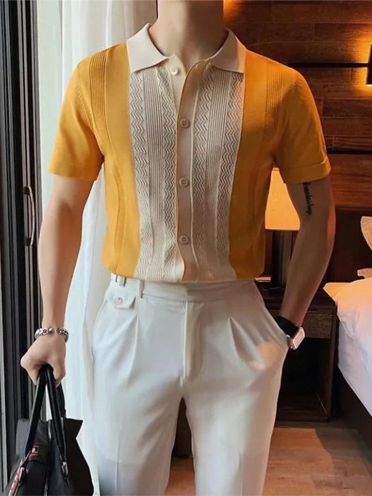 Marco - Camicia elegante Zeta Namos in maglia con maniche corte e colletto per uomo
