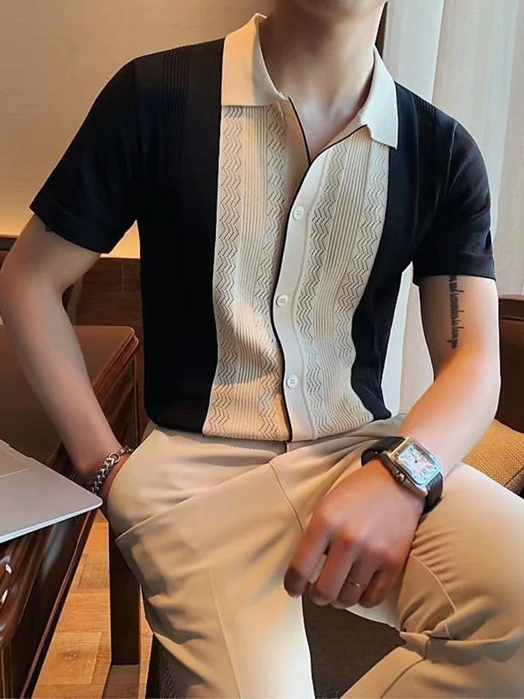 Marco - Camicia elegante Zeta Namos in maglia con maniche corte e colletto per uomo