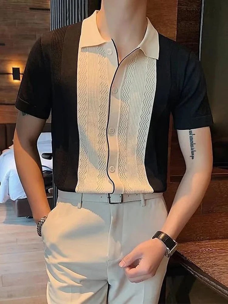 Marco - Camicia elegante Zeta Namos in maglia con maniche corte e colletto per uomo