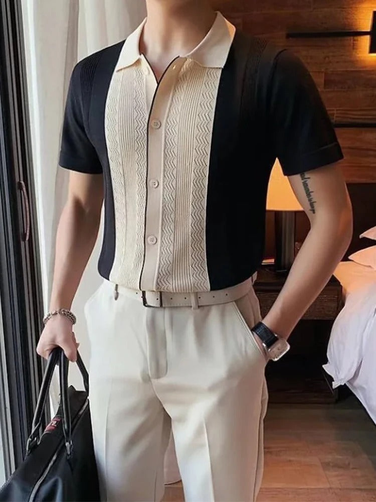 Marco - Camicia elegante Zeta Namos in maglia con maniche corte e colletto per uomo