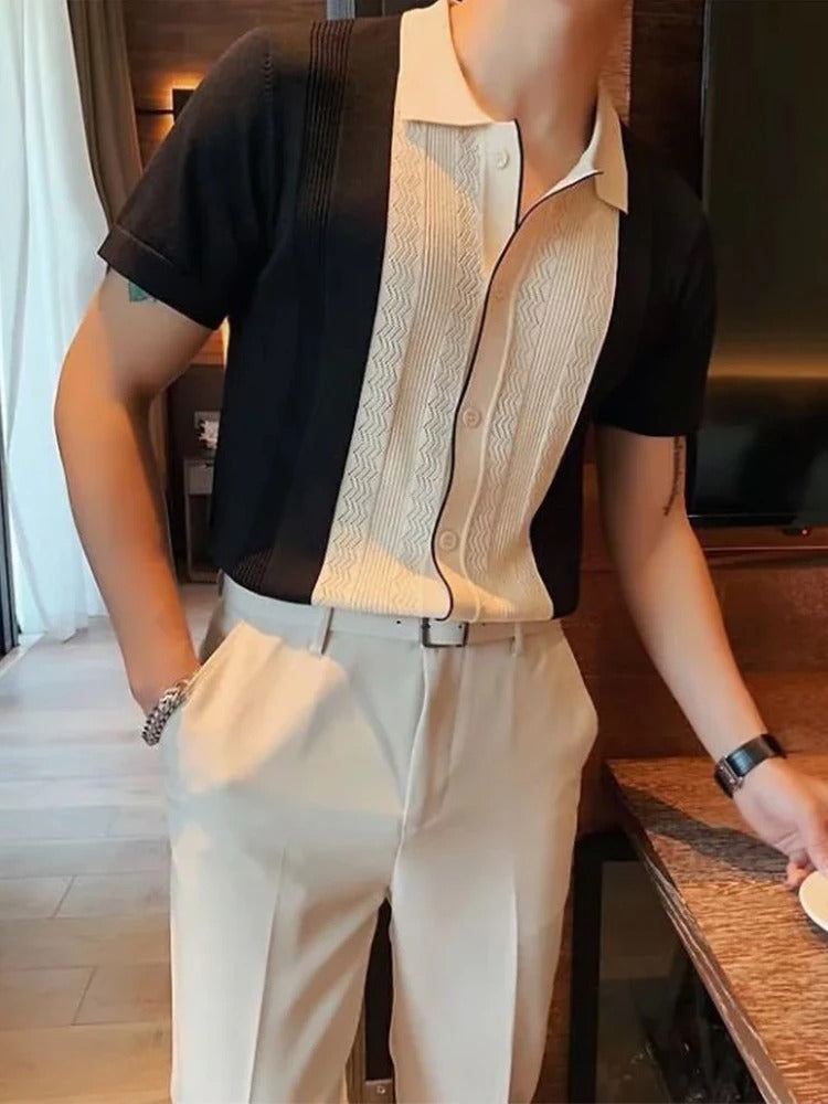 Marco - Camicia elegante Zeta Namos in maglia con maniche corte e colletto per uomo