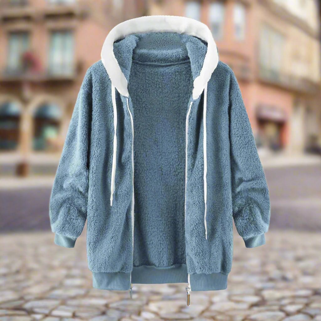 Nikita | Giacca Teddy Oversize Calda con Zip e Cappuccio