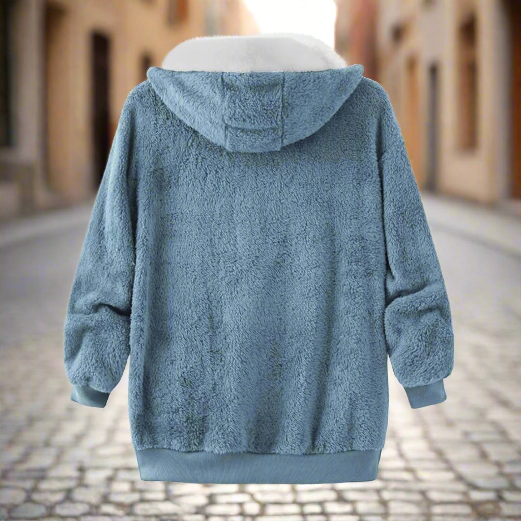 Nikita | Giacca Teddy Oversize Calda con Zip e Cappuccio