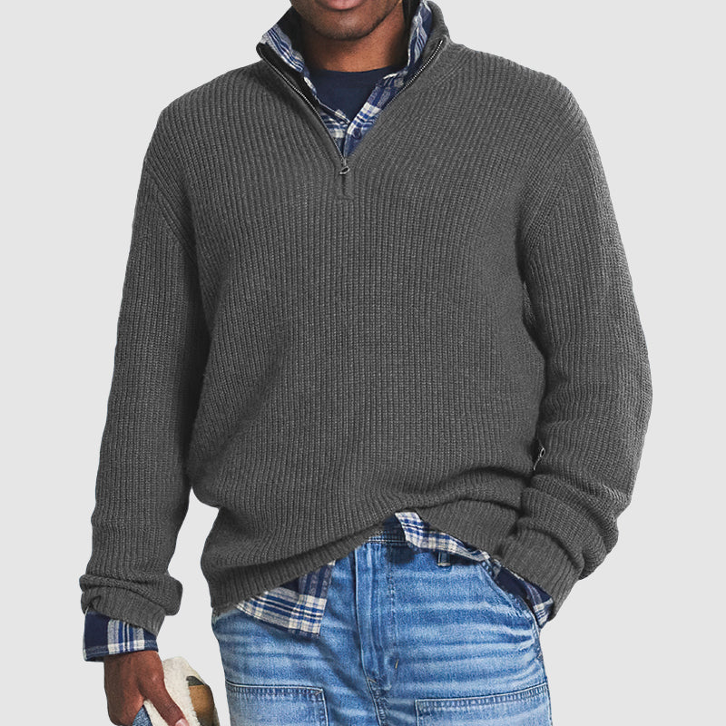 Enzo - Maglione in cashmere caldo con collo a zip per un inverno elegante
