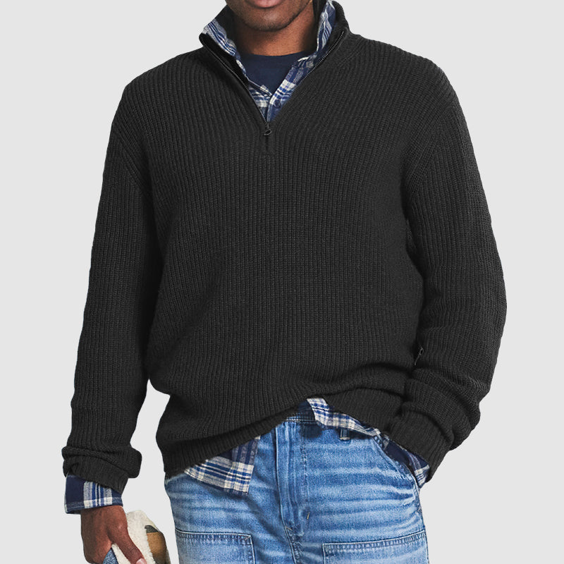 Enzo - Maglione in cashmere caldo con collo a zip per un inverno elegante