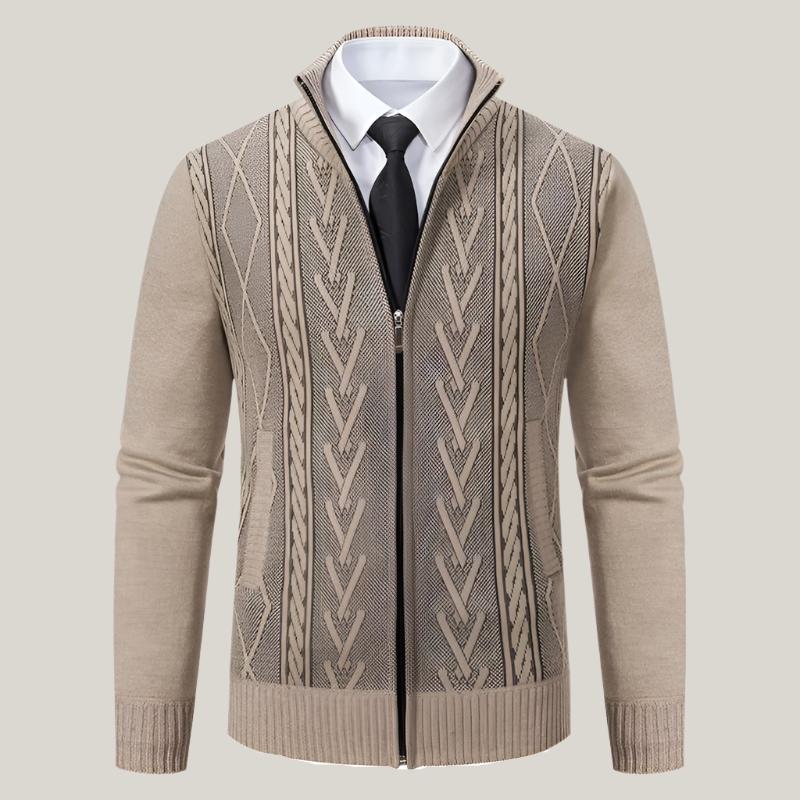 Cardigan Carlson - Maglione moderno con design a trecce e colletto per uomo