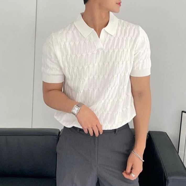 Marco - Polo elegante in merino con maniche corte per uomini