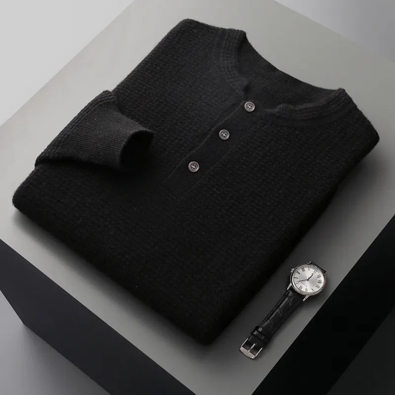 Emmeric - Maglione Invernale Classico a Collo Henley per Uomo