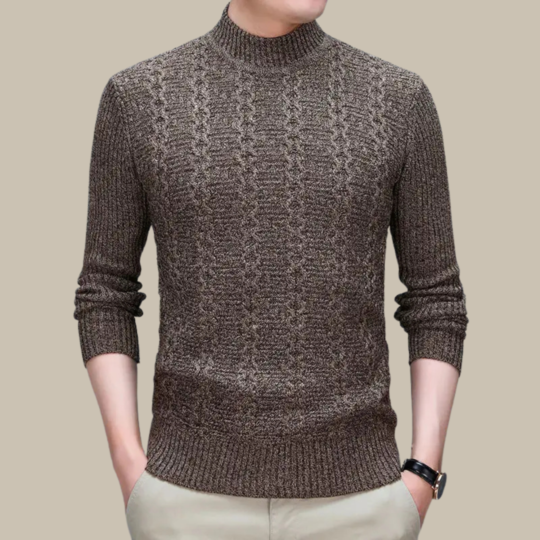 Marco - Pullover elegante con design a trecce e collo alto per uomo