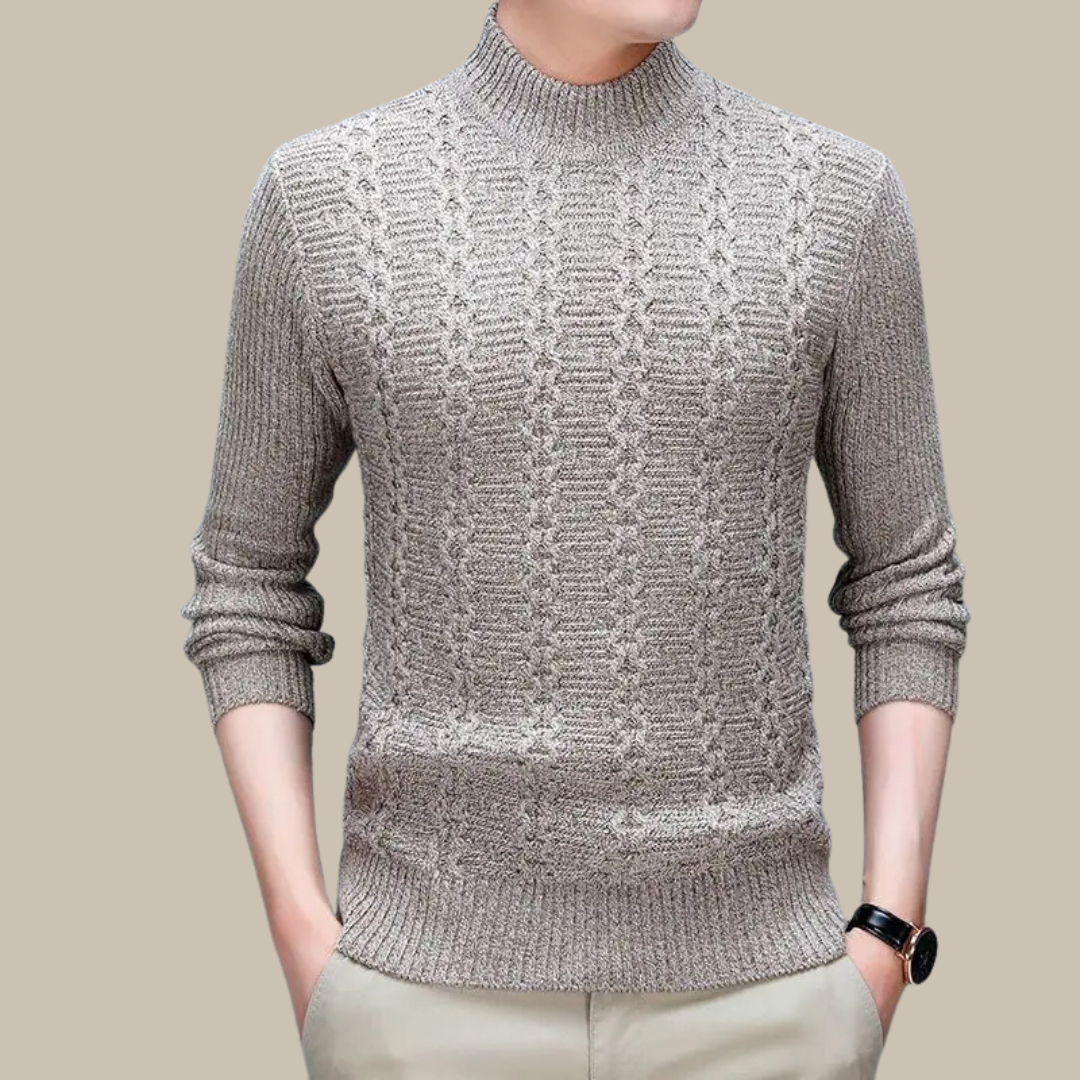 Marco - Pullover elegante con design a trecce e collo alto per uomo