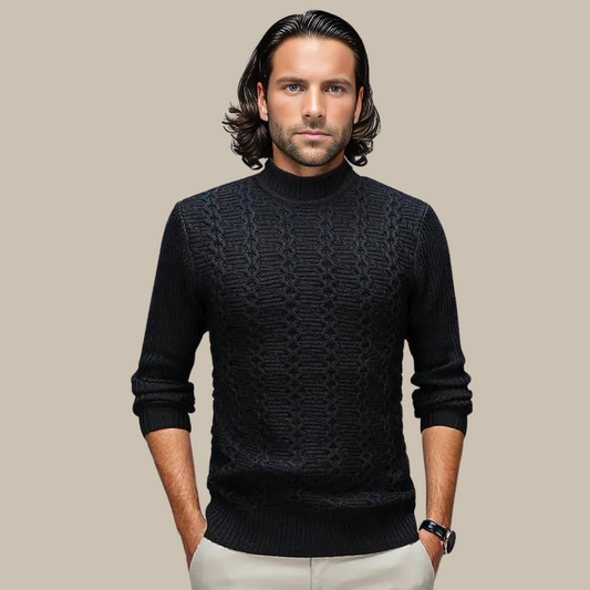 Marco - Pullover elegante con design a trecce e collo alto per uomo