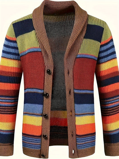 Benito - Grande cardigan da uomo a maglia con colori a contrasto